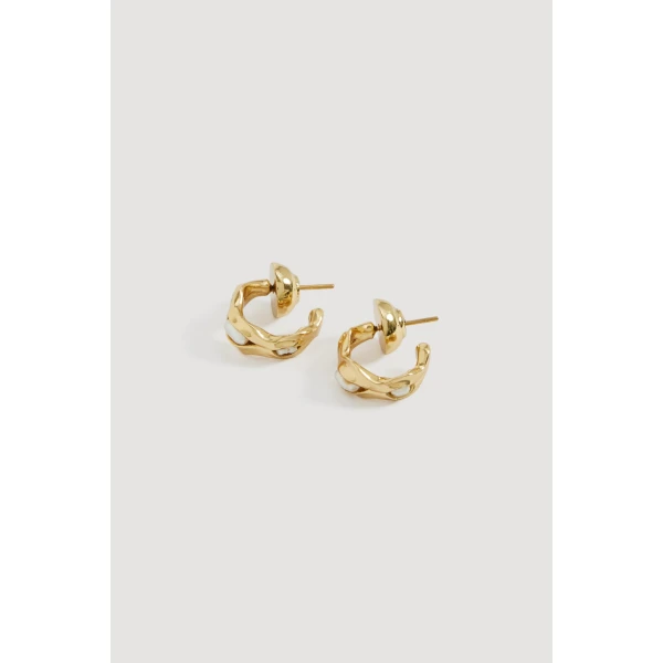 Aje Romara Small Pearl Hoops in Gold/Pearl | Earrings | Luxury Shoes 