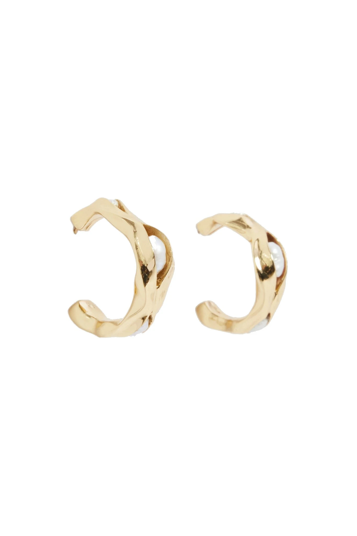 Aje Romara Small Pearl Hoops Gold/Pearl Aje Romara Small Pearl Hoops in Gold/Pearl | Earrings | Luxury Shoes