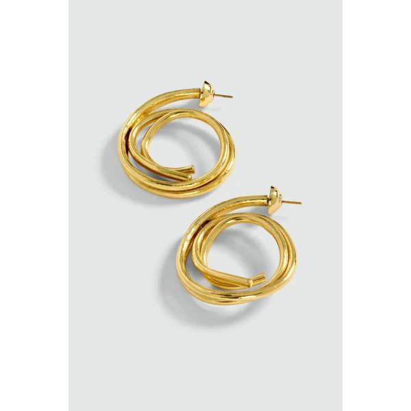 Aje Sascha Large Swirl Earrings in Gold | Earrings | Luxury Shoes 