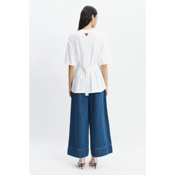 Aje Sienna Belted Tee in White | T-shirts | Luxury Shoes 