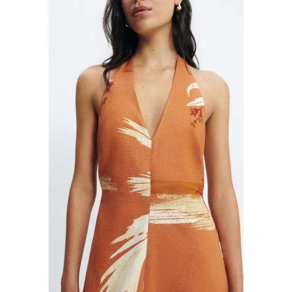 Aje Sol Halter Maxi Dress in Ember | Maxi Dresses | Luxury Shoes 