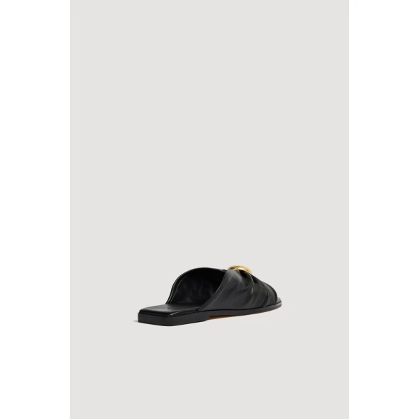 Aje Solana Gathered Slide in Black | Flip Flops & Slides | Luxury Shoes 