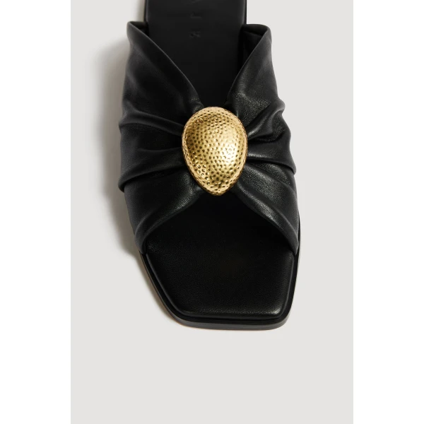Aje Solana Gathered Slide in Black | Flip Flops & Slides | Luxury Shoes 