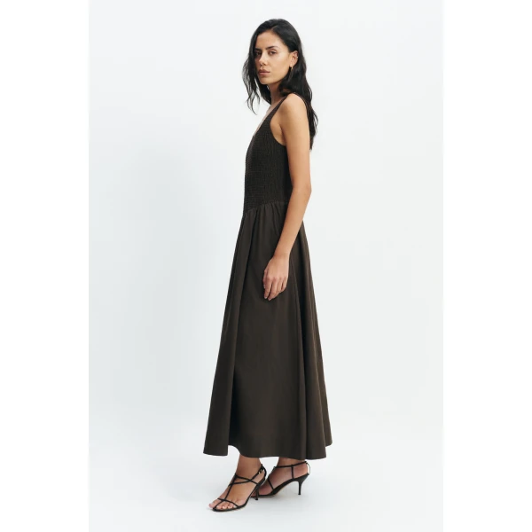 Aje Solstice Maxi Dress in Chocolate | Maxi Dresses | Luxury Shoes 
