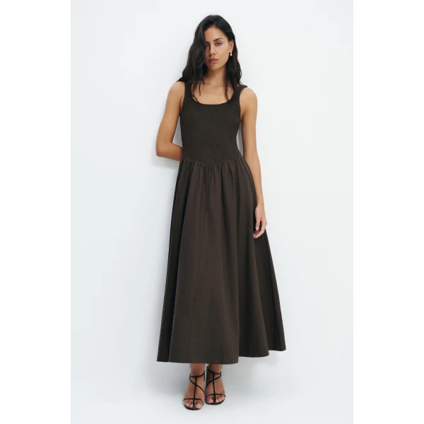 Aje Solstice Maxi Dress in Chocolate | Maxi Dresses | Luxury Shoes 