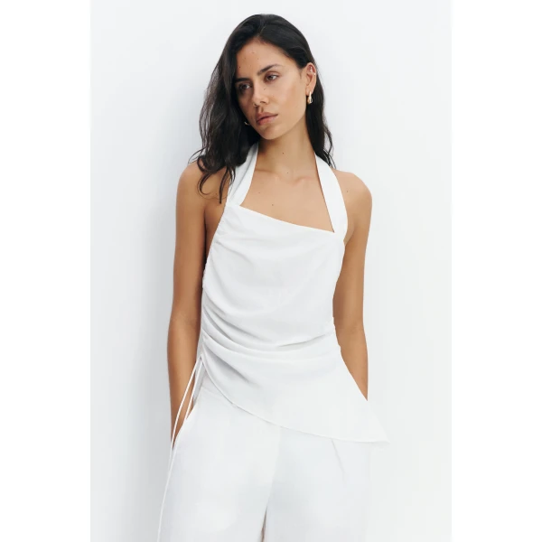 Aje Sophie Asymmetrical Top in White | Tops | Luxury Shoes 