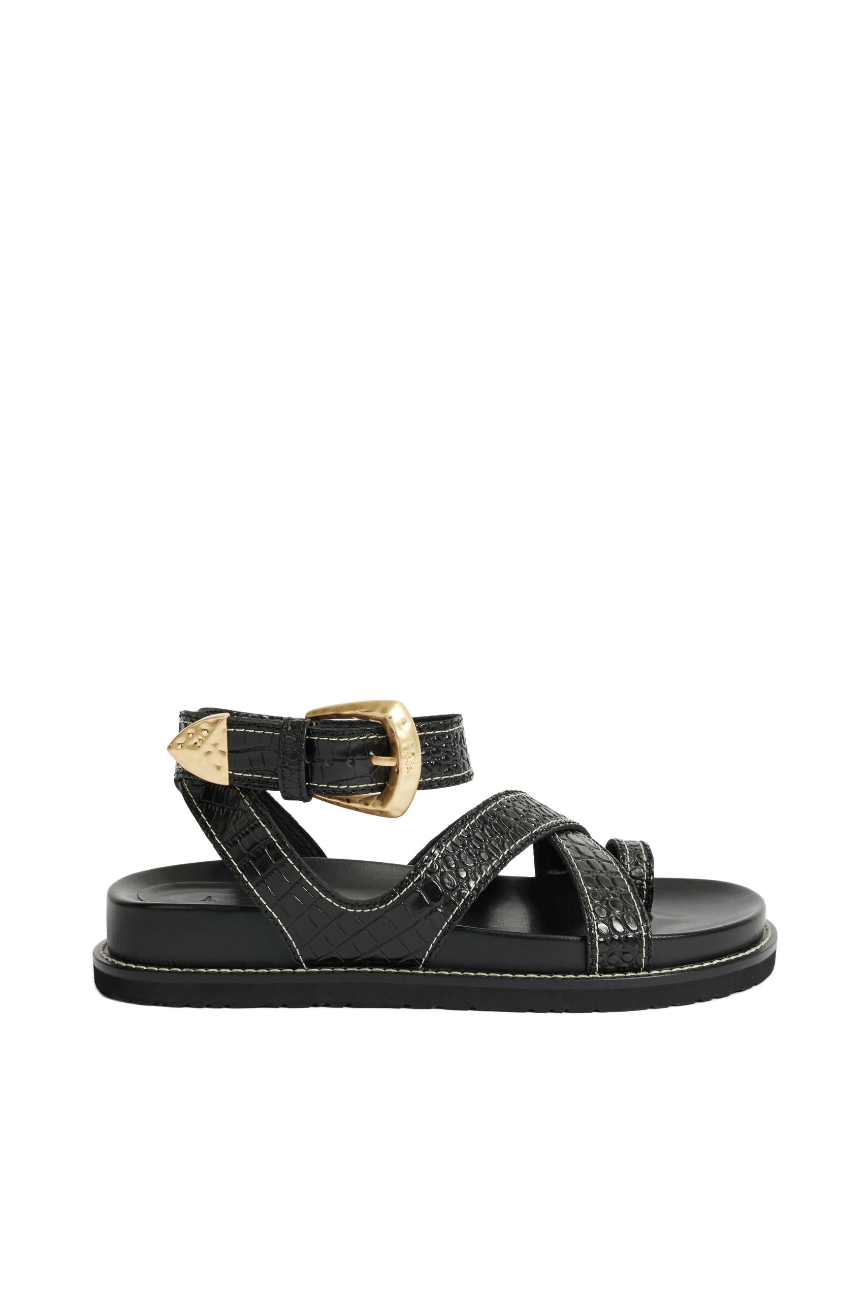 Aje Spencer Buckle Sandal Black Croc Aje Spencer Buckle Sandal in Black Croc | Sandals | Luxury Shoes