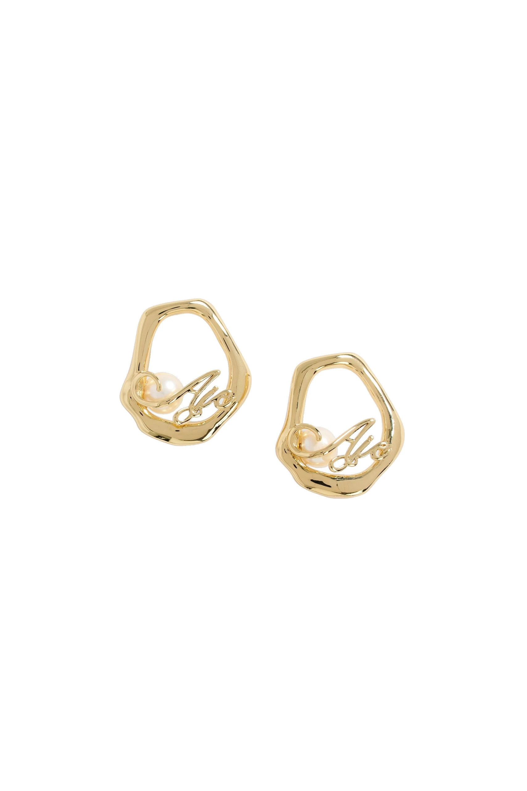 Aje Theadora Logo Stud Gold/Pearl Aje Theadora Logo Stud in Gold/Pearl | Earrings | Luxury Shoes