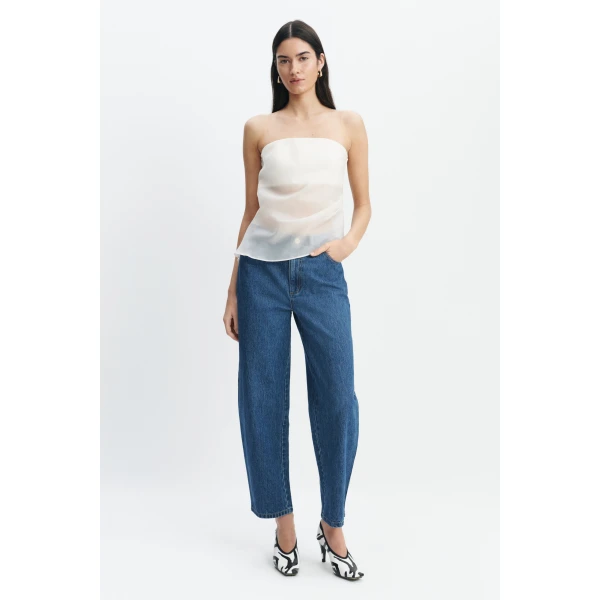 Aje Tully Bubble Crop Jean in Coastal Wash | Pants | Luxury Shoes 