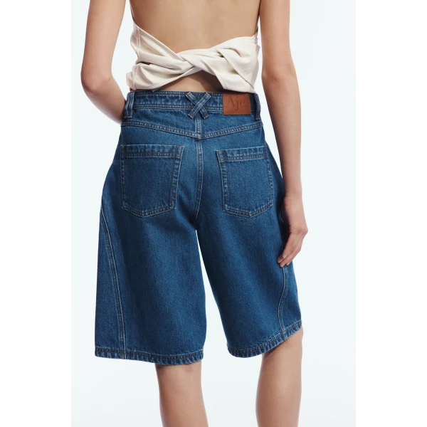 Aje Vaila Denim Bermuda Short in Deep Blue Wash | Shorts | Luxury Shoes 