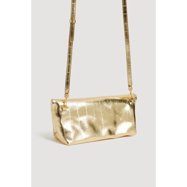 Aje Verona Eel Emboss Small Clutch in Gold Eel | Clutch Bags | Luxury Shoes 