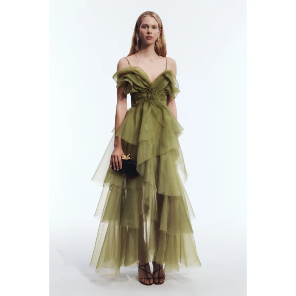 Aje Vionette Gown in Avocado | Evening Gowns | Luxury Shoes 
