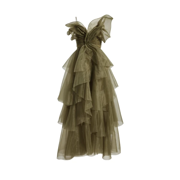 Aje Vionette Gown in Avocado | Evening Gowns | Luxury Shoes 