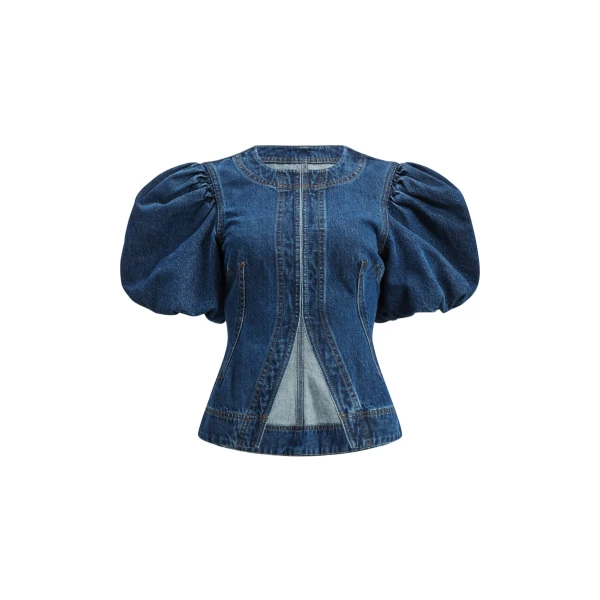 Viva Puff Sleeve Denim Top