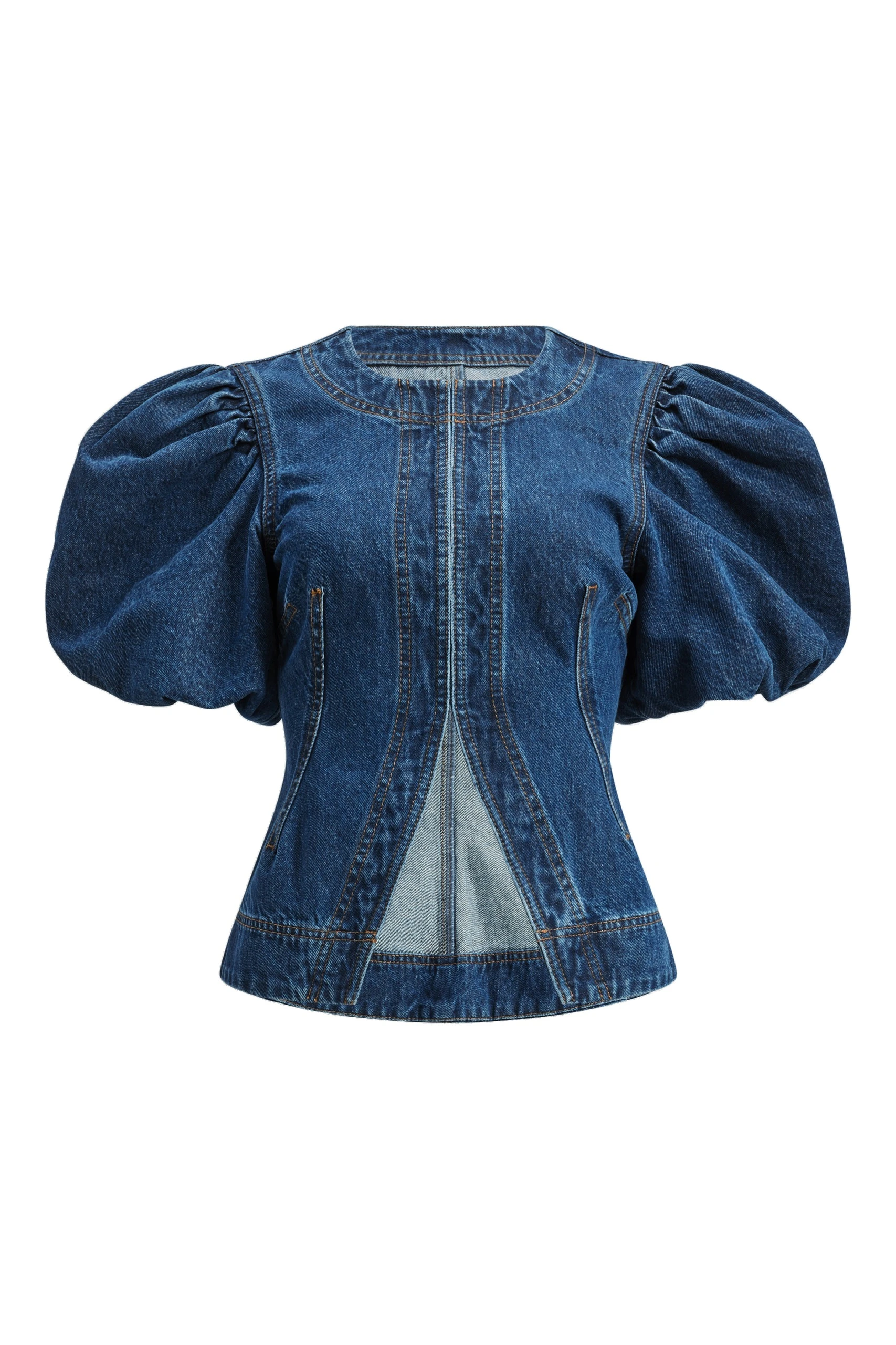 Aje Viva Puff Sleeve Denim Top Australia Signature Tops – Luxury Shoes Aje Viva Puff Sleeve Denim Top