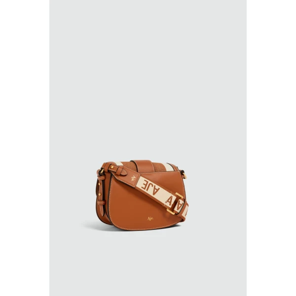 Aje Viva Small Canvas Saddle Bag in Spiced Chai/Natural | Shoulder & Crossbody Bags | Luxury Shoes 