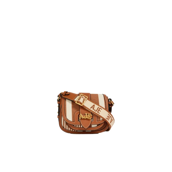 Aje Viva Small Canvas Saddle Bag in Spiced Chai/Natural | Shoulder & Crossbody Bags | Luxury Shoes 