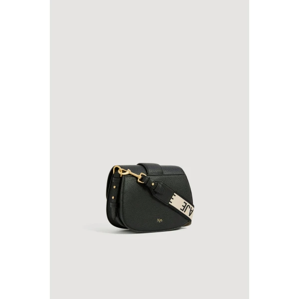 Aje Viva Texture Small Saddle Bag in Black | Shoulder & Crossbody Bags | Luxury Shoes 