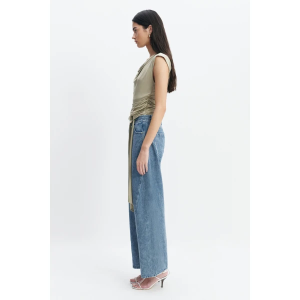 Aje Willow Asymmetric Top in Pale Olive | Tops | Luxury Shoes 