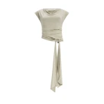 Aje Willow Asymmetric Top in Pale Olive | Tops | Luxury Shoes 