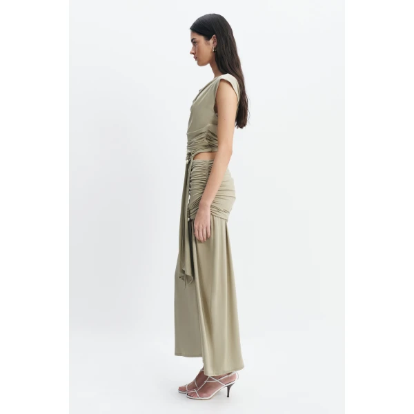 Aje Willow Maxi Skirt in Pale Olive | Skirts | Luxury Shoes 