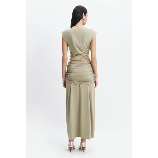 Aje Willow Maxi Skirt in Pale Olive | Skirts | Luxury Shoes 
