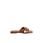 Aje Zanthe Slide in Amber Croc | Flip Flops & Slides | Luxury Shoes 