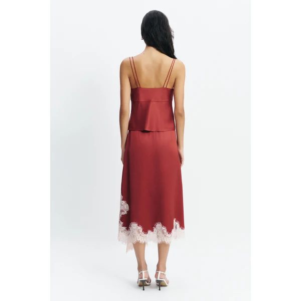 Aje Zera Lace Cami in Claret | Tops | Luxury Shoes 