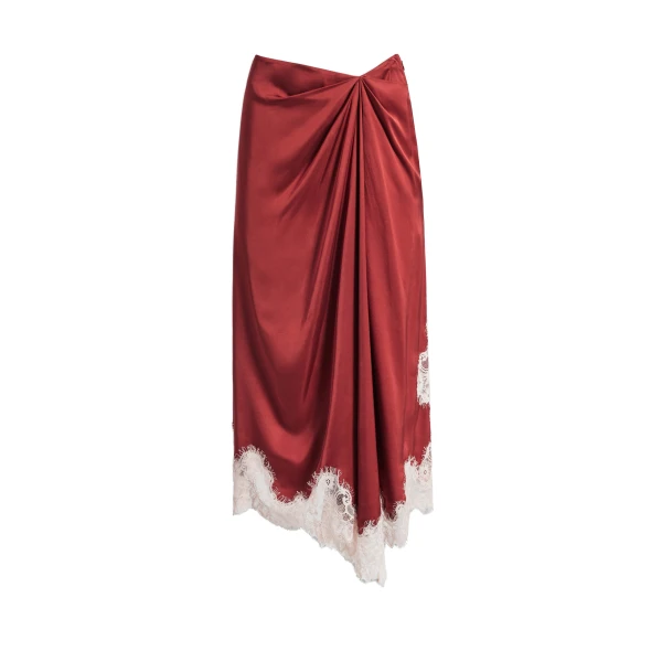 Aje Zera Lace Midi Skirt in Claret | Skirts | Luxury Shoes 