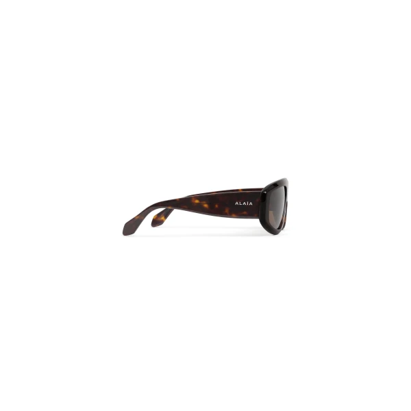 Alaia Aviator Mask Sunglasses in Dark Havana | Sunglasses | Luxury Shoes 
