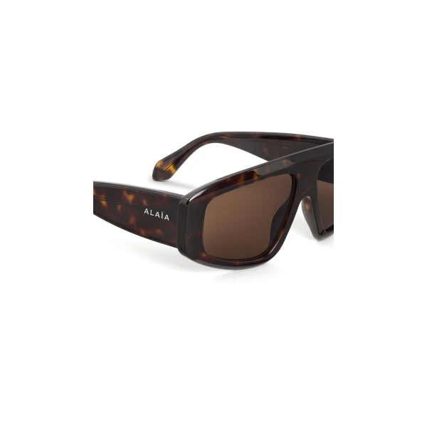 Alaia Aviator Mask Sunglasses in Dark Havana | Sunglasses | Luxury Shoes 