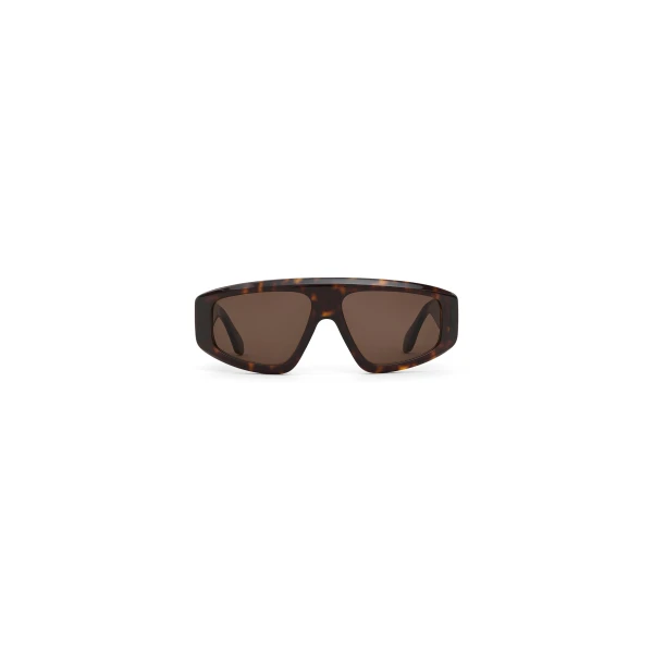 Alaia Aviator Mask Sunglasses in Dark Havana | Sunglasses | Luxury Shoes 
