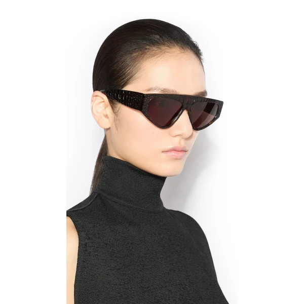Alaia Aviator Mask Sunglasses in Havana, Crocodile Print | Sunglasses | Luxury Shoes 