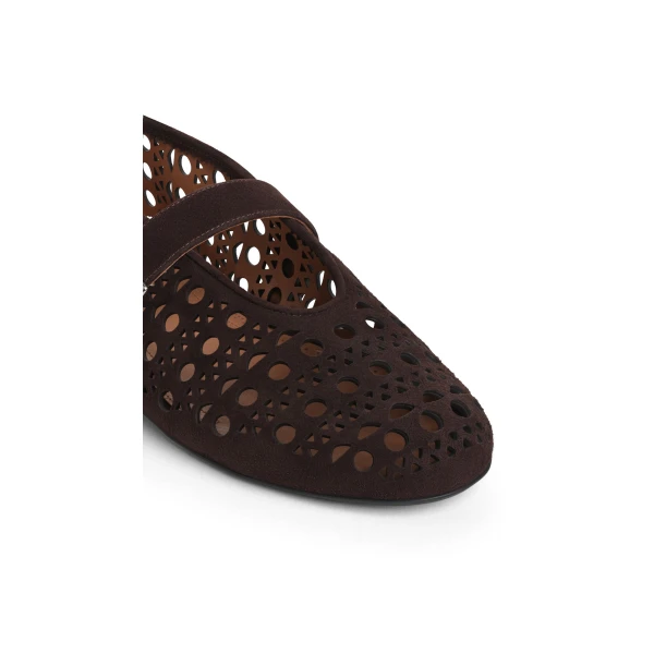 Alaia Ballet Flats Vienne in Suede, Dark Brown | Flats | Luxury Shoes 
