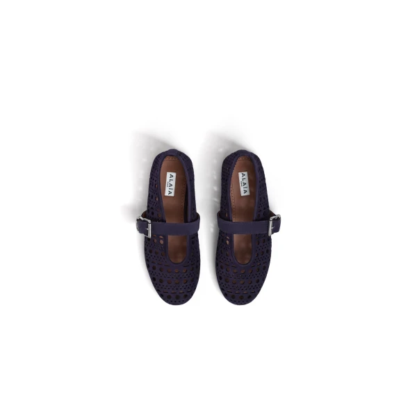 Alaia Ballet Flats Vienne in Suede, Eggplant | Flats | Luxury Shoes 