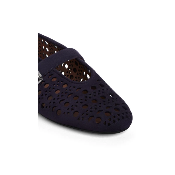 Alaia Ballet Flats Vienne in Suede, Eggplant | Flats | Luxury Shoes 