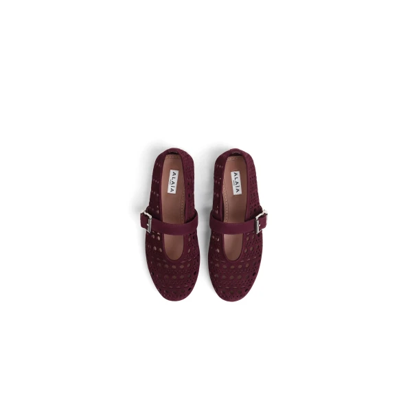 Alaia Ballet Flats Vienne in Suede, Garnet Red | Flats | Luxury Shoes 