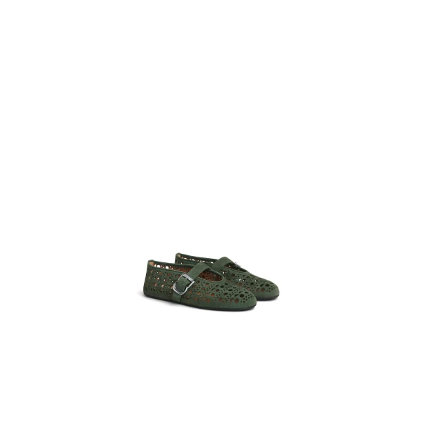Alaia Ballet Flats Vienne in Suede, Lichen | Flats | Luxury Shoes 