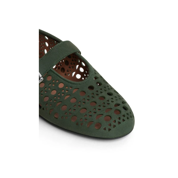 Alaia Ballet Flats Vienne in Suede, Lichen | Flats | Luxury Shoes 