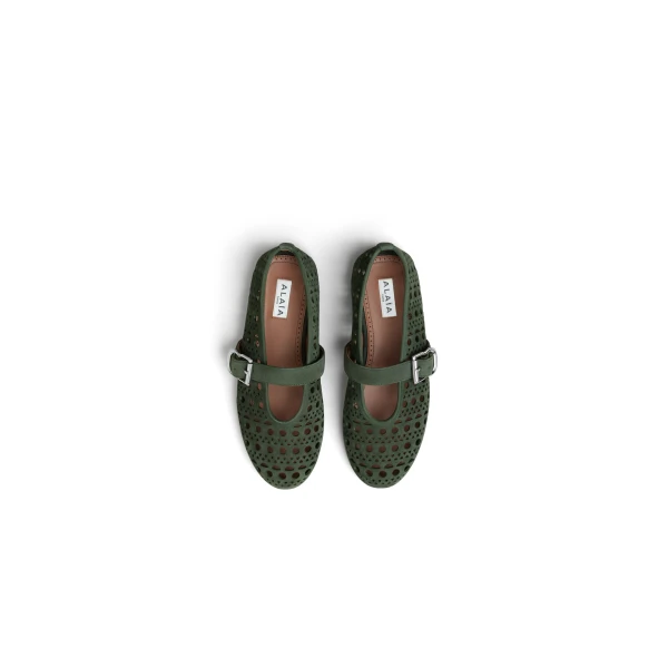Alaia Ballet Flats Vienne in Suede, Lichen | Flats | Luxury Shoes 
