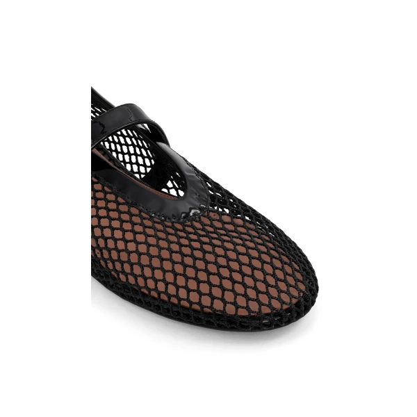 Alaia Ballet Flats in Fishnet, Black | Flats | Luxury Shoes 