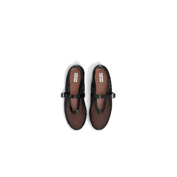 Alaia Ballet Flats in Fishnet, Black | Flats | Luxury Shoes 