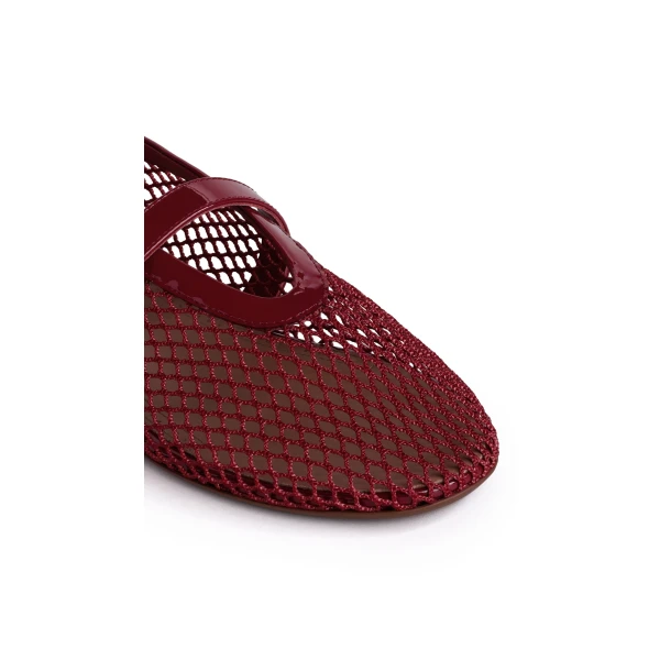 Alaia Ballet Flats in Fishnet, Carmine | Flats | Luxury Shoes 