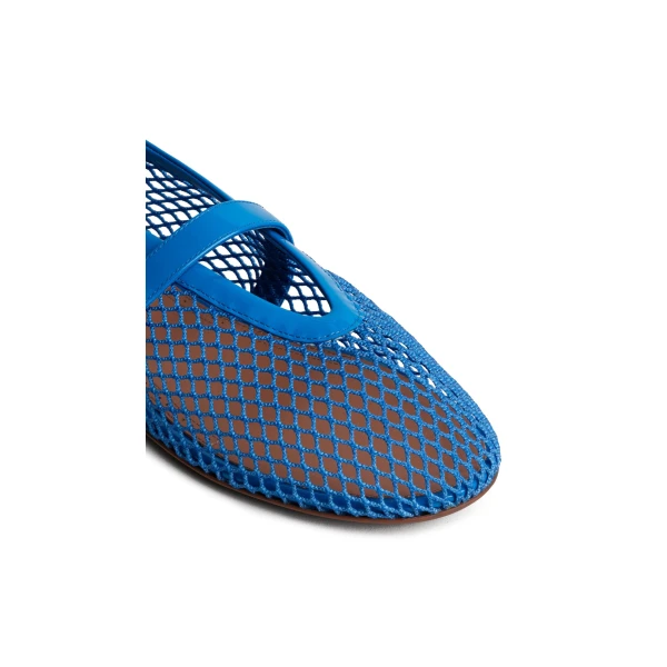Alaia Ballet Flats in Fishnet, Electric Blue | Flats | Luxury Shoes 