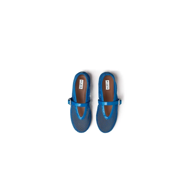 Alaia Ballet Flats in Fishnet, Electric Blue | Flats | Luxury Shoes 