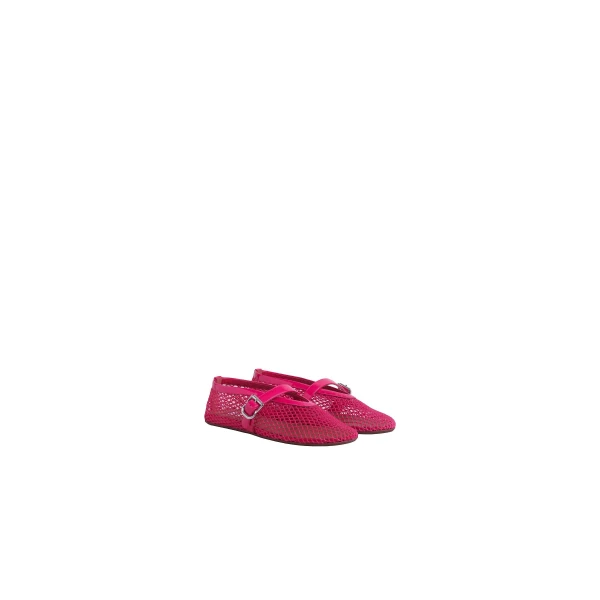 Alaia Ballet Flats in Fishnet, Fuchsia | Flats | Luxury Shoes 