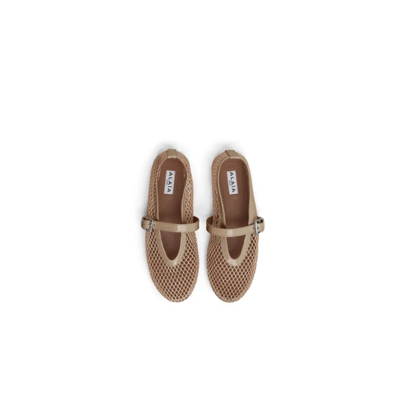 Alaia Ballet Flats in Fishnet, Light Nude | Flats | Luxury Shoes 