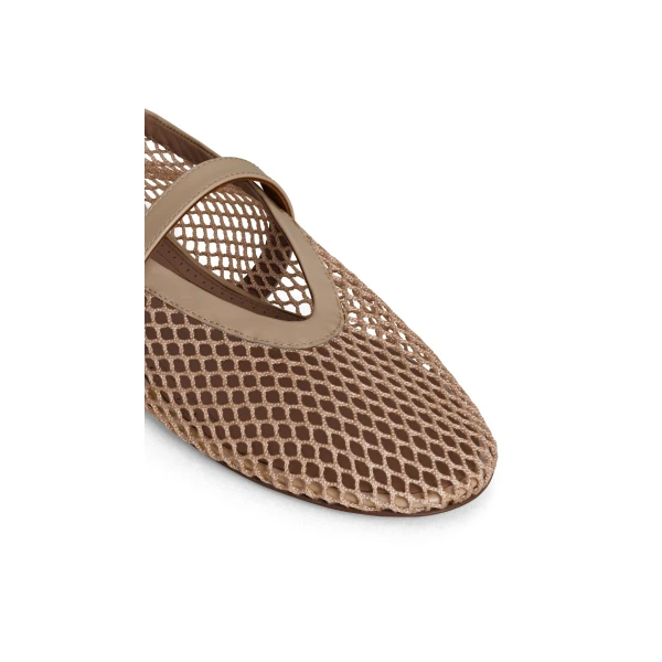 Alaia Ballet Flats in Fishnet, Light Nude | Flats | Luxury Shoes 