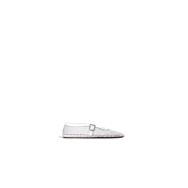 Alaia Ballet Flats in Fishnet, Optical White | Flats | Luxury Shoes 