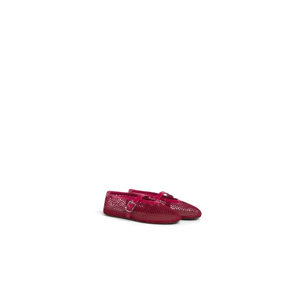 Alaia Ballet Flats in Fishnet, Raspberry | Flats | Luxury Shoes 